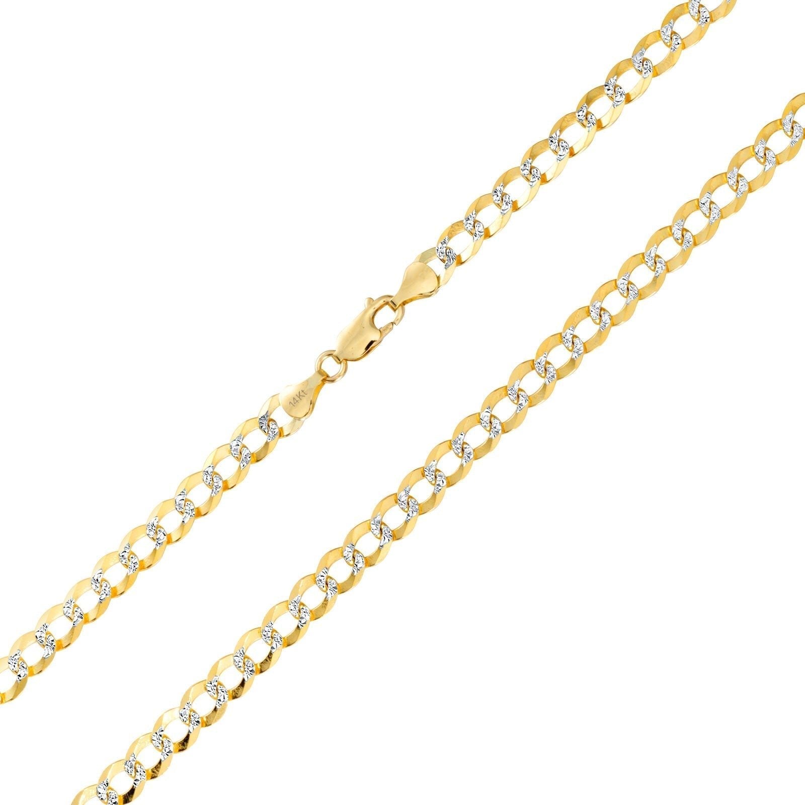 10K Solid Yellow Gold Cuban Curb Chain 12mm Diamond Cut Necklace 24'' Inches - GoldenlinQ